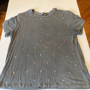 ORIGINALITY Top With Foil-Like Lightening Bolts - Worn Once - Size XL